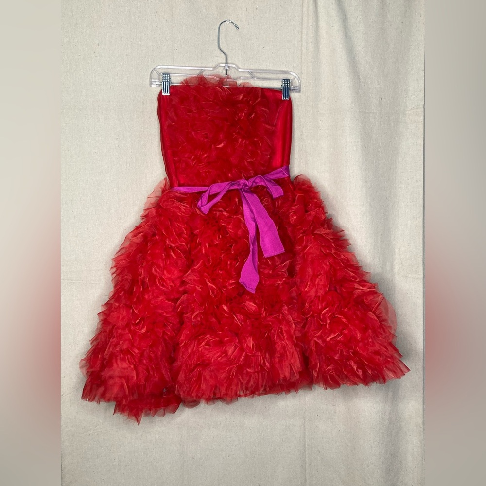 Strapless Red Dress Pearl Georgina Chapman Size 10 NWT *HAS FLAWS*